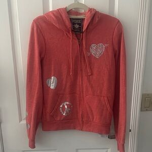 Y2K Inspired Pink Victoria Secret Zipper Down Hoodie